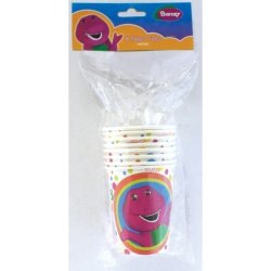 Barney Polka 9OZ Hot Cold Paper Cups 8'S - Clearance