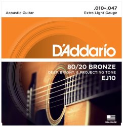 EJ10 10-47 80 20 Bronze Extra Light Acoustic Guitar Strings