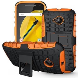 Moto E 2ND Gen Case Sophmy Hybrid Dual Layer Armor Protective Case Cover With Kickstand For Motorola Moto E 2ND Generation 2015 Release Orange