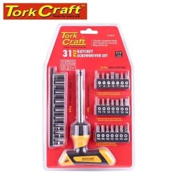 Tork Craft Screwdriver Ratchet T-handle Bit Set 31PC KT6231