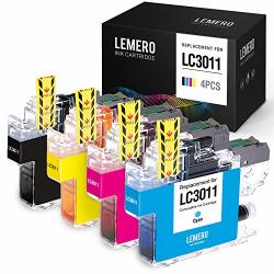 Lemero Compatible Ink Cartridge Replacement For Brother LC3011 LC-3011 Lc 3011 For Brother MFC-J491DW MFC-J497DW MFC-J690DW MFC-J895DW 1 Black 1 Cyan 1 Magenta 1 Yellow 4-PACK