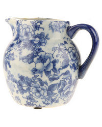 Gift Warehouse & White Rose Printed Porcelain Jug Small Blue