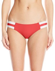 Seafolly Women's Block Party Spliced Hipster Full Coverage Bikini Bottom Swimsuit Chili Red 4 Us