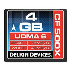 Delkin Devices 4GB Compactflash 500X Udma 6 Memory Card 75MB S Read Speed 40MB S Write Speed