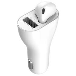 USB Car Charger Bluetooth Headset 2 In 1 Wireless
