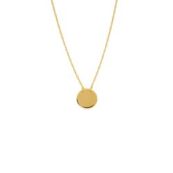 18K Gold Plated Stainless Steel Yellow Gold Round 10MM Disc Necklace