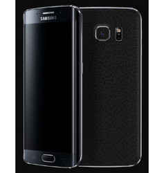 Samsung Galaxy S6 Edge Premium 3M Carbon Fibre Back Skin Black Leather Dbrand