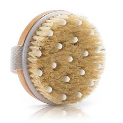 Bella Royale Dry Brushing Body Brush- For Improving Circulation Lymphatic Draining Myofascial Release Cellulite Reduction- Natural Boar Bristles With Massage Nodules For Softer Glowing Skin
