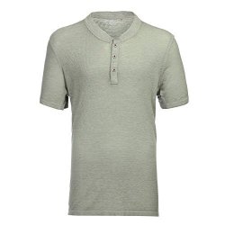 Men's Casual Short Sleeve Lightweight Burnout Thermal And Heather Henley Tee