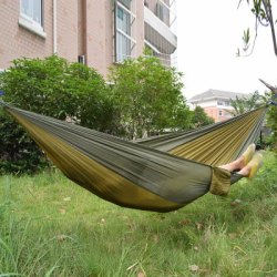 2 Person Assorted Color Parachute Nylon Fabric Hammock - Army Green And Camel