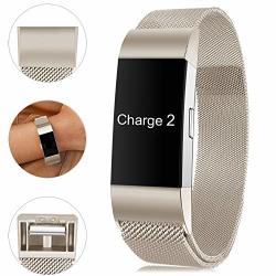 Find-myway Compatible With Fitbit Charge 2 Band Charge 2 Accessories Stainless Steel Bracelet Women Men Wristbands Strap Rose Gold Silver Compatible For Charge 2 Fitness Tracker