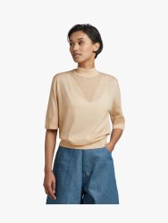 Women&apos S Core Mock Neck Neutral Knitted Top