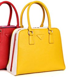 Genuine Leather Vintage Style Two Colour Handbag With Snap Shut Closure. Yellow Color. Stock In Za