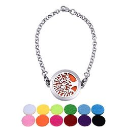 White K Stainless Steel Circular Hollow Tree Can Be Opened Diffuser Life Scent Magnetic Lock Bracelet 22CM-1