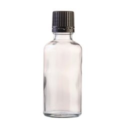 50ML Clear Glass Bottle With Slow Flow Dropper Cap - Black