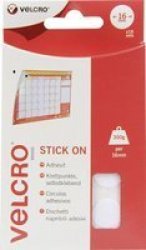 Velcro Stick On Coins 16MM 16 Sets White