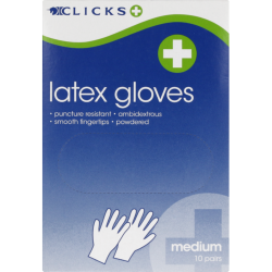 Medium Latex Gloves 10 Pairs