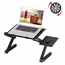 Portable Adjustable Aluminum Laptop Desk Ergonomic Cooling Notebook Table Desk Stand Lazy Lap Sofa Bed PC Notebook Desk Table Tray With Cpu Fans