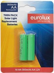 Eurolux Rechargeable Aa Solar Battery 2 Pack