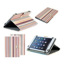 Neotechs Multi Coloured Stripes Stylish Folio Leather Carry Case Cover Sleeve Stand For Google