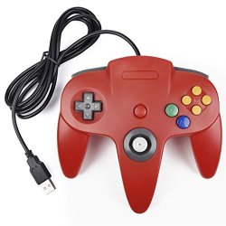Innext Classic Retro N64 Bit USB Wired Controller For Windows PC Mac Linux Raspberry Pi 3 Red