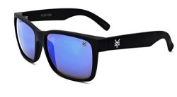 Zoo York Men's Rectangular Sunglasses Rubberized Black Frame Faux Blue Revo Lens 60MM