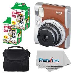 Fujifilm Instax MINI 90 Neo Classic Instant Camera Brown With 2X MINI 20 Pack Instant Film 40 Shots + Compact Camera Case