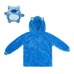 Blue Pup - Novelty Fold Up Pillow Fleece Kids Hoodie