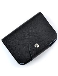 Aladin Unisex Small Leather Credit Card Holder With 26 Plastic Card Slots Black