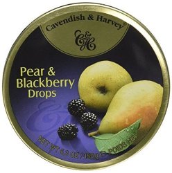 Cavendish & Harvey Pear & Blackberry Drops 5.3 Oz Tins In A Blacktie Box Pack Of 3