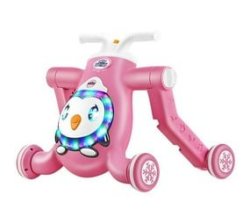 3-IN-1 Multifunction Baby Walker Scooter Push Ride With Music & Lights - Pink