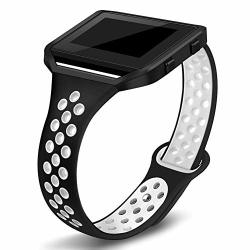 Kmasic Compatible With Fitbit Blaze Bands For Women Sports Breathable Soft Silicone Strap Replacement Wristband Blaze Smart Fitness Watch Black white Large