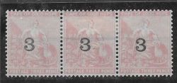 Cape Of Good Hope 1880 Provisional 3 On 3D Strip Of 3 Very Fine Mint
