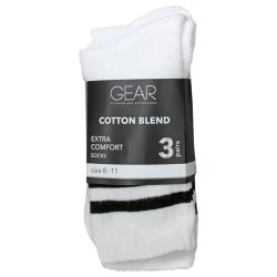 Socks No Season 3PK Mens Casual Cushiion - White