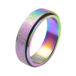 Rainbow Glitter Spinner Ring - 7 Us