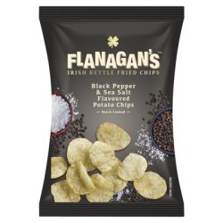 Flanagan's Moreish Irish Blarney Black Pepper & Sea Salt Flavoured Kettle Fried Chips 125G