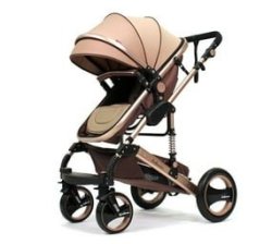 Belecoo Baby Stroller 2 In 1 Foldable Pram - Brown With A Keyholder