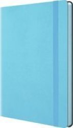Bantex A5 Flexicover Journal Pu Notebook 160 Lined Cream Pgs 80GSM Light Blue