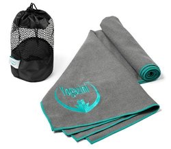 Hot Yoga Towel Plus Mesh Bag By Yogazini - Non Slip Skidless 100% Microfiber Light Quick Dry - No Slipping As Bikram Yoga Towel