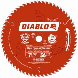 Freud D0756N Diablo 7-1 4 56 Tooth Tcg Non-ferrous Metal And Plastic Cutting Saw Blade With 5 8-INCH Arbor Diamond Knockout And Permashield Coating