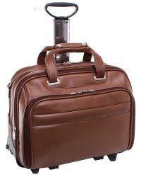 McKlein Midway 15.6" Leather Detachable Wheeled Laptop Briefcase Brown