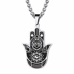 Prosteel Vintage Hamsa Hand Of Fatima Evil Eye Necklace Pendant Chain Good Luck Success Amulet Jewelry Stainless Steel Necklace For Men Women