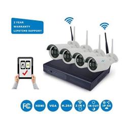 Northshire Wireless Surveillance Camera Kit 1.0 Megapixel 4CH 720P Wireless Nvr HD Security Camera System With 4CH 720P 1.0MP Waterproof Superior N