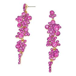 Rosemarie Collections Women's Crystal Rhinestone Bubble Dangle Statement Earrings Pink