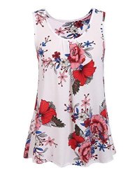 ART 90S Women's Floral Print Sleeveless Loose Casual Flowy Tunic Tank Top