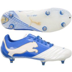 Puma Powercat 1.12 Sg Mens Leather Soccer Boots CLEATS-WHITE-7.5