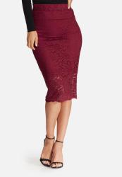 Dailyfriday Scalloped Lace Pencil Skirt - Burgundy