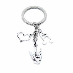 5 Pieces Keyring Keychain Whole Suppliers Jewelry Clasps BT4384 Sign Hand Gesture You I Heart Love Note Musical Music