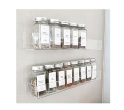 Wall Mounted Spice Rack floating Shelf - Clear Acrylic