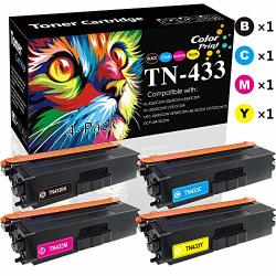 4-PACK K+c+m+y Compatible Brother HL-L8260CDW L8360CDW MFC-L8690CDW L8900CDW L8610CDW HL-L8260CDN Printer Toner Cartridge Replaces For TN-433 Toner Cartridge TN433 Sold By Colorprint